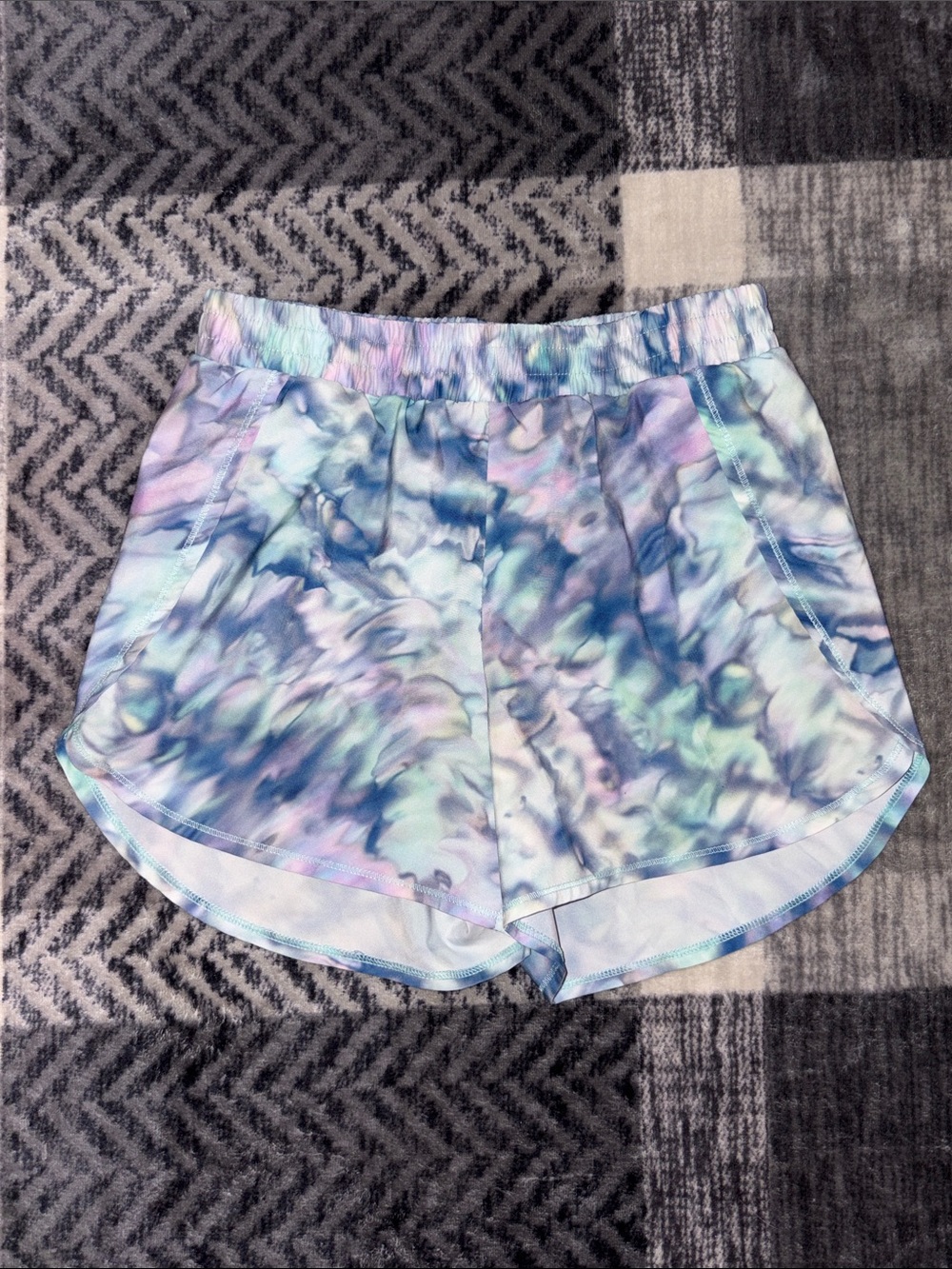 all in motion Pastel Tie-Dye Shorts in Blue, Purple, Green